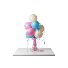 Party balloons with ribbons and bow