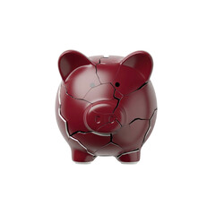 Broken piggy bank on Transparent Background