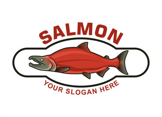 Salmon fish jump logo design fishing apparel abstract vector illustration