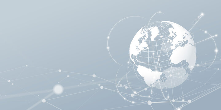 Global network and digital technology image background. Wide angle visual for banners or advertisements.