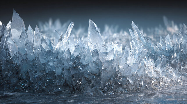 A mesmerizing display of ice crystals glistening in shades of blue and white, creating a stunning visual spectacle