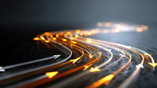 Strategic Planning Concept With Abstract Arrows and Light Paths Showing Direction and Movement in a Modern Design Setting
