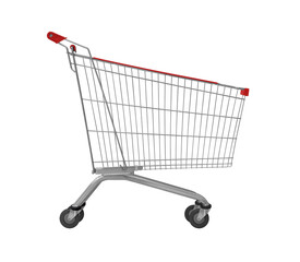 Side view empty red shopping cart isolated © Supachai