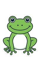 Obraz premium Adorable green cartoon frog smiling and standing on a white background, isolated