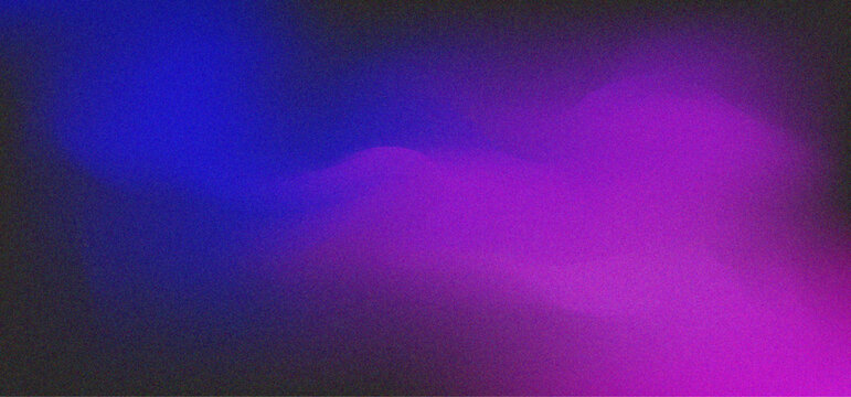 Grainy, rough blue purple gradient overlay effect, realistic on black background. Noise texture effect. Grungy distressed grainy colors illustration background. Vector design for professional uses.