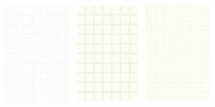 Three rectangular panels with faint grid patterns in soft tones