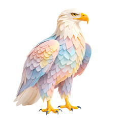 Fototapeta premium Pastel feather eagle with soft plumage stylized 3d bird illustration fantasy art