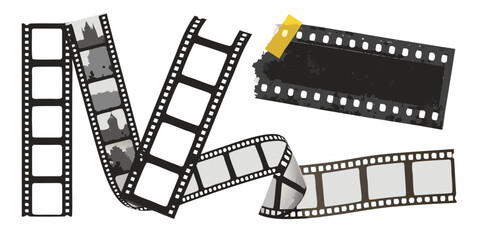 Fototapeta premium Film strip forming the letter n with a pinned frame element