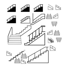 Fototapeta premium Modern and Classical Stairs Silhouette Collection - Architecture Interior Design Elements