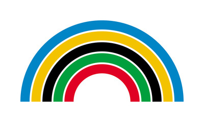 5 rainbow arc abstract geometric background, seven colors parallel lines