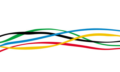 abstract geometric background, five colors curved lines