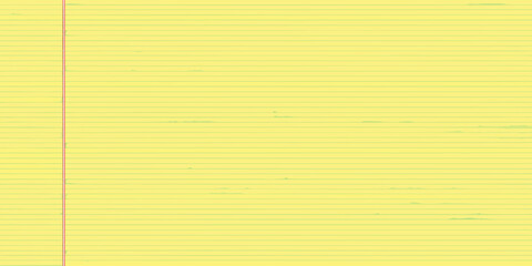 Obraz premium A close up view of lined yellow paper with a red margin