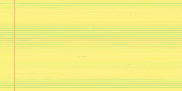 Close up of lined yellow paper with faint markings and a red border