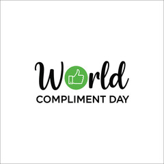 World compliment day lettering with green thumbs up icon
