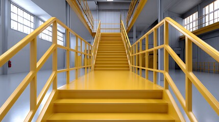Industrial staircase design modern warehouse architectural structure open space elevated viewpoint