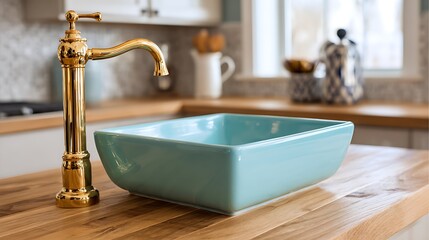 Stylish kitchen faucet and sink setup modern home interior design cozy environment elegant viewpoint