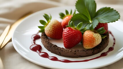 chocolate cake with strawberries