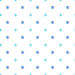 かわいい手描き水彩の小さなシームレスドットパターン（青・水色） © Karatachi