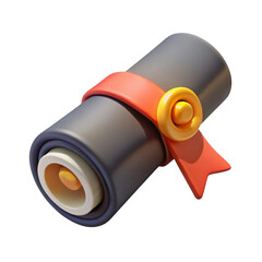 3d rendered image of a rolled up parchment with a red ribbon seal isolated on transparent background