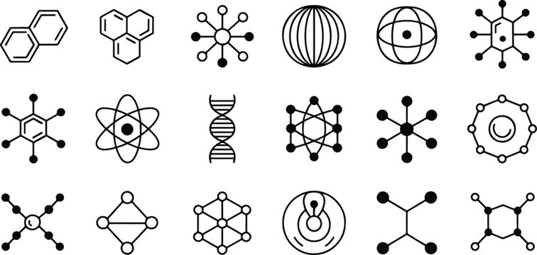 Collection of Various Scientific Molecular Structures and Symbols
