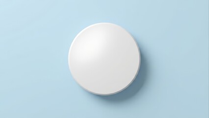 Elegant studio photograph highlighting a pristine white glossy oval shape on a soft pastel blue surface with subtle shadow