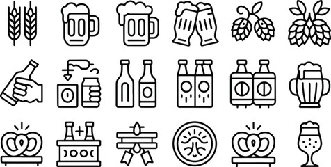 Fototapeta premium Icon Set of Beer and Brewing Elements