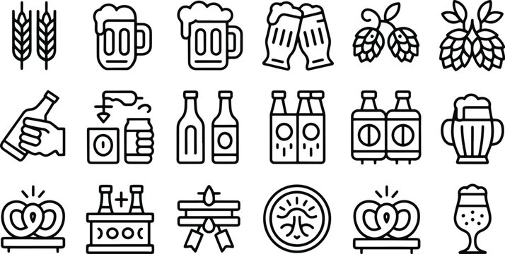 Icon Set of Beer and Brewing Elements