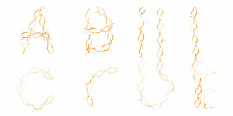 Barbed wire forming letters a b c and a vertical line © Ankan