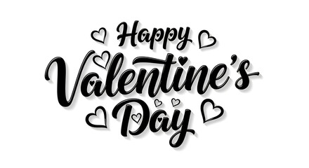 Obraz premium Valentine's Day greeting card with elegant black typography and heart motifs on a clean background