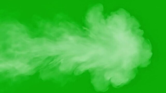 A video of white smoke moving across a green screen background