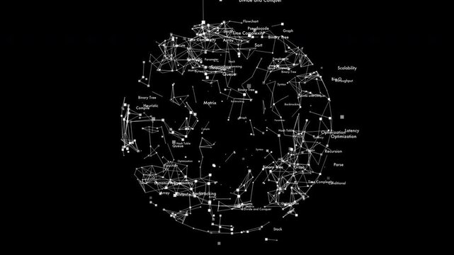 Global Computer network Technology Concept displays Algorithm Glossary Overlay