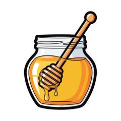 A jar of honey with a honey dipper © wiza