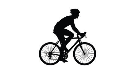 Obraz premium A silhouetted depiction of a cyclist riding a road bike showcasing movement and athletic form high quality professional