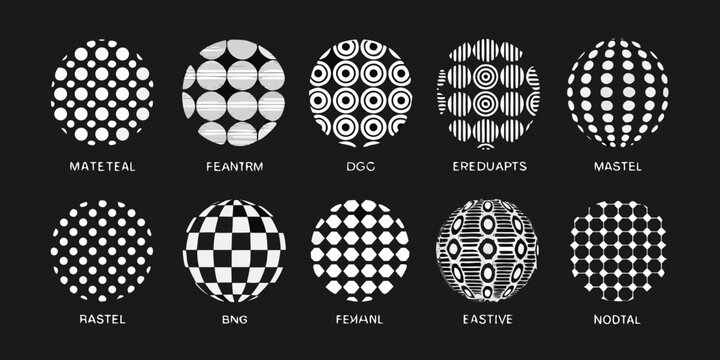 Optical illusions depicting various patterned eggs on a dark background