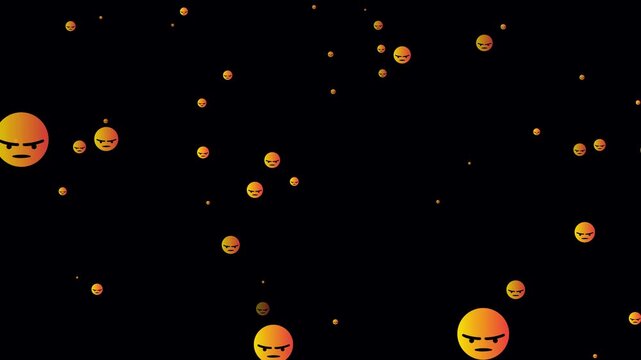 Social pattern facebook thumb up engry animation video footage on black background. Engry sign flying moving upwards direction while live chatting streaming. Facebook live reactions- React emotion.
