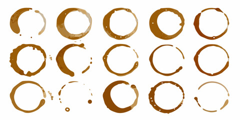 A grid of circular coffee stains on a white background