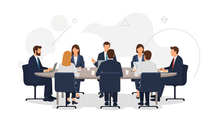Obraz premium Team Meeting Around Conference Table - Business Collaboration and Discussion