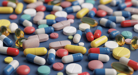 Colorful Assorted Pills and Capsules &ndash; Medicine, Pharmaceuticals, and Healthcare Concept