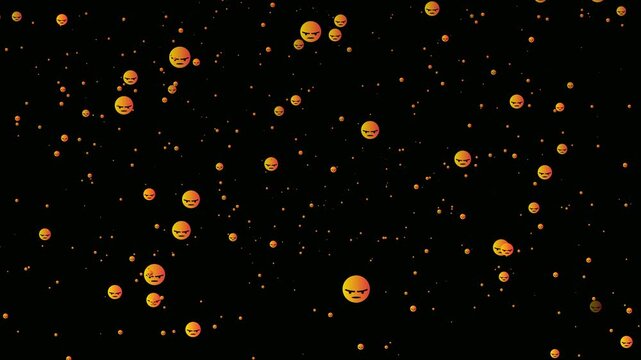 Social pattern facebook thumb up engry animation video footage on black background. Engry sign flying moving upwards direction while live chatting streaming. Facebook live reactions- React emotion.