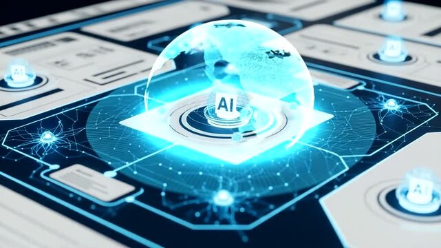 Futuristic AI Interface with Digital Elements.