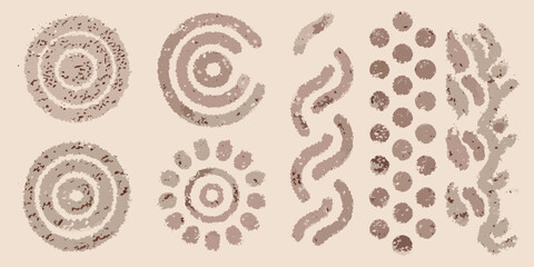 Ancient rock art featuring spirals lines and dotted patterns © Partha