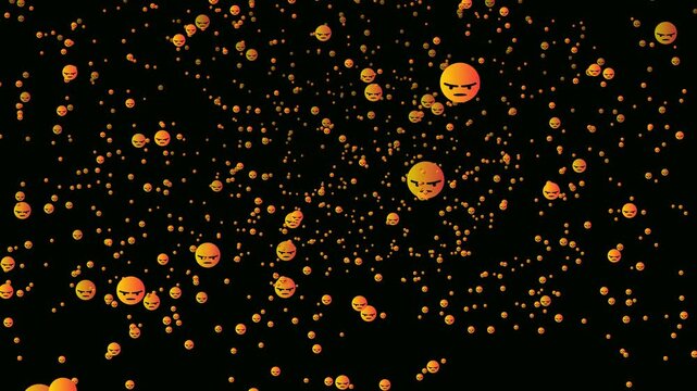 Social pattern facebook thumb up engry animation video footage on black background. Engry sign flying moving upwards direction while live chatting streaming. Facebook live reactions- React emotion.