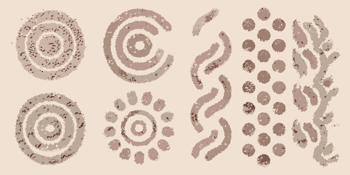 Ancient rock art featuring spirals lines and dotted patterns