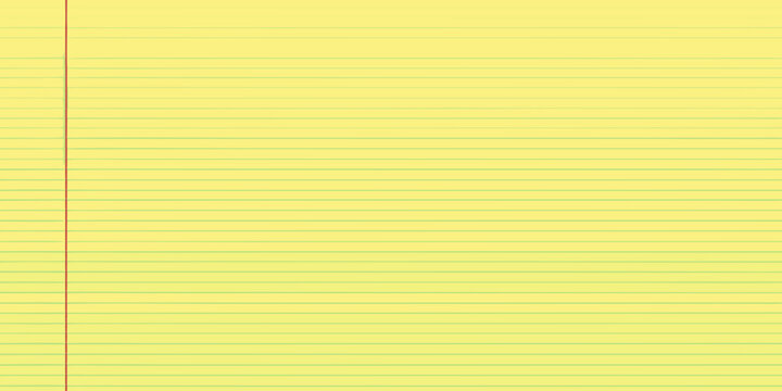 A blank yellow lined notepad paper with a red margin