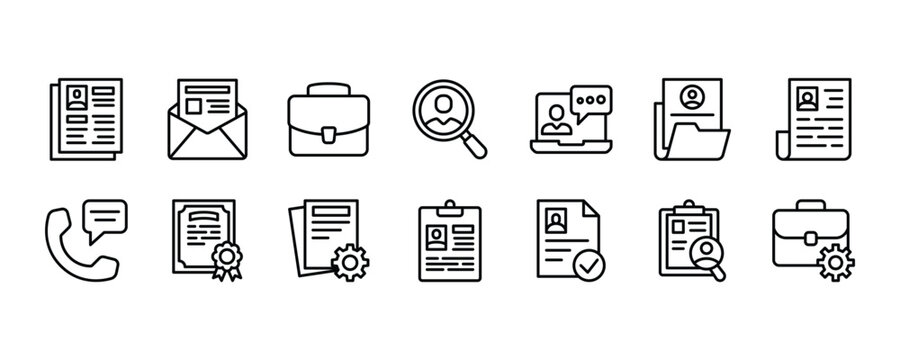 Resume Icon Set. Vector Graphic Illustration.	