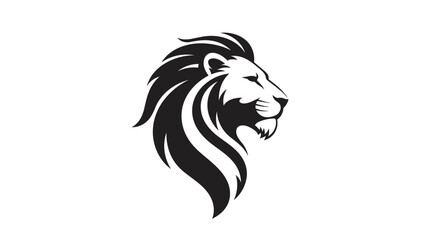 Modern Stylized Black Lion Head Profile Vector Logo Design