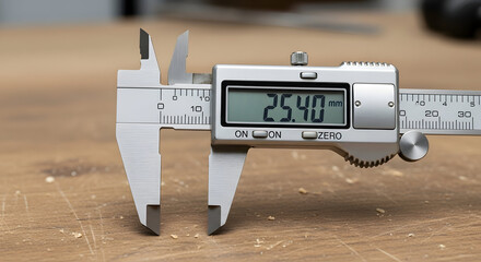 Digital caliber open and on to measure