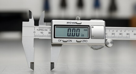 Digital caliber open and on to measure