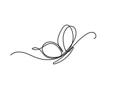 Butterfly Continuous One Line Drawing. Simple Butterfly One Line Drawing. 