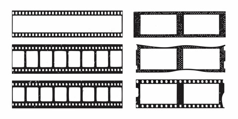 Obraz premium Collection of vintage filmstrips with varying frame arrangements and damage